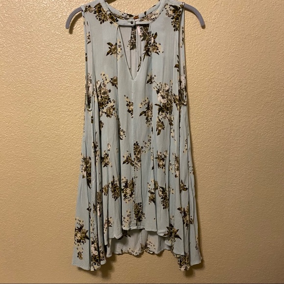 Free People sleeveless Tunic Top/Blouse Pockets sz S pale green - Picture 3 of 4